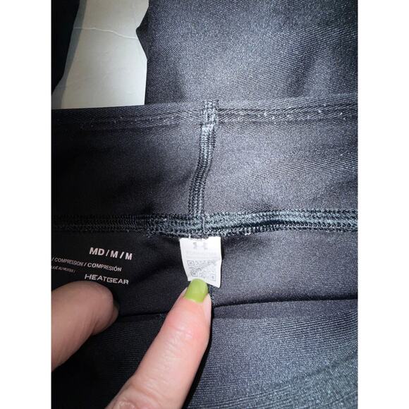Under Armour Women's HeatGear Leggings Black with Grey and White Panes=ls SzM - Picture 8 of 10